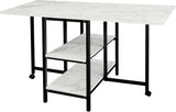 Folding Dining Table with 2 Storage Open Shelf,Drop Leaf Extension Dining Table,