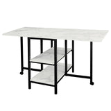 Folding Dining Table with 2 Storage Open Shelf,Drop Leaf Extension Dining Table,