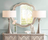 Rachel Modern Art Deco Table Lamps 28" Tall Set of 2 Concave Column Hourglass Silver