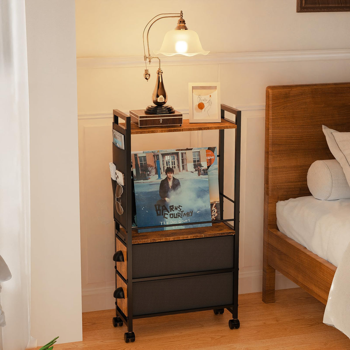 Small Narrow Side Tables for Small Spaces, Narrow Skinny Bedside Table Nightstand