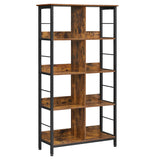 Industrial 8-Compartment Bookshelf, 4-Tier Bookcase with 8 Open Slots, Display Storage Rack, for Office, Living Room, Bedroom, 31.5 x 13 x 58.7 Inches, Rustic Brown and Black ULLS105B01