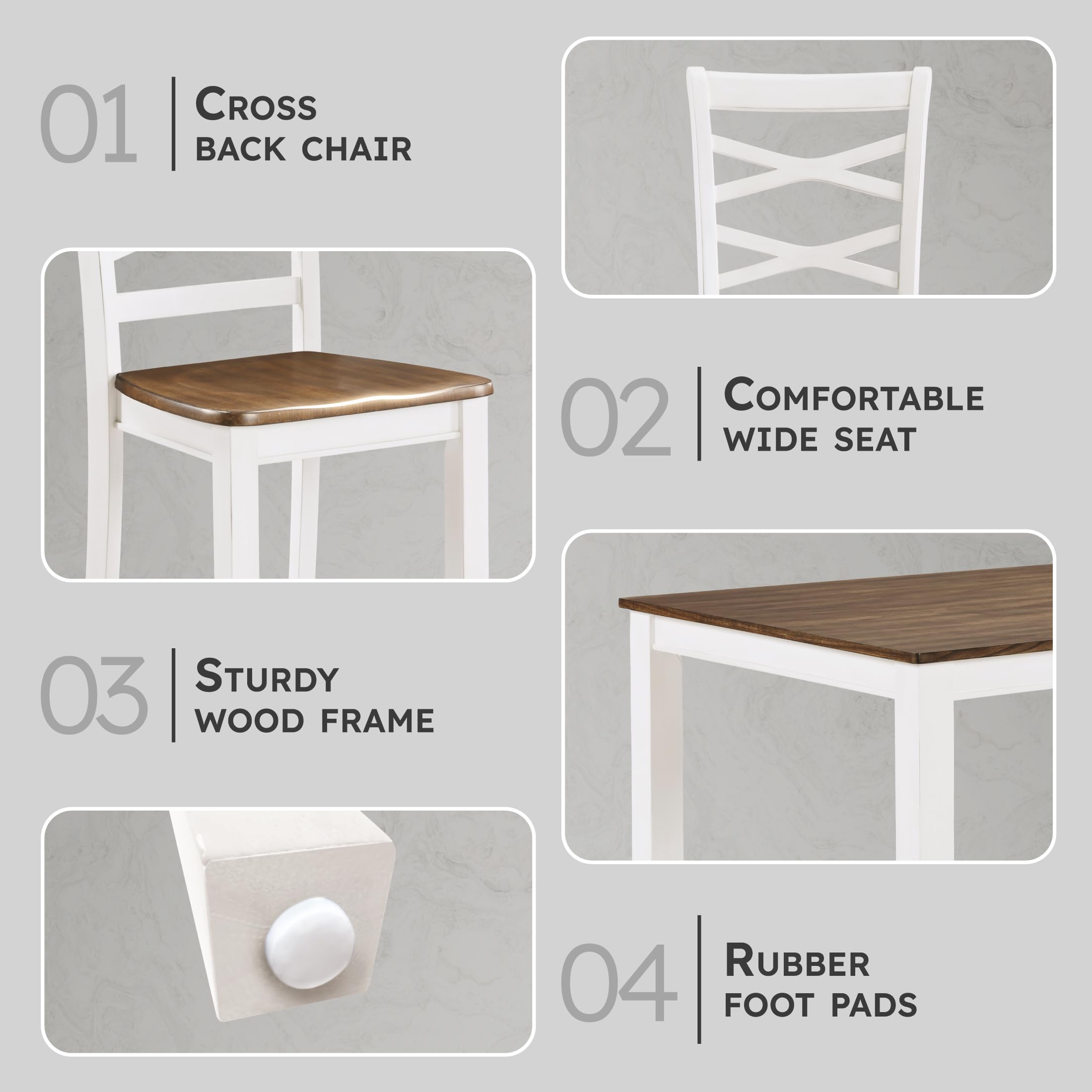 7-Piece Farmhouse Dining Table Set with Cross Back Chairs