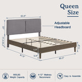 Platform Queen Bed Frame Upholstered Beds with Height-Adjustable Cotton