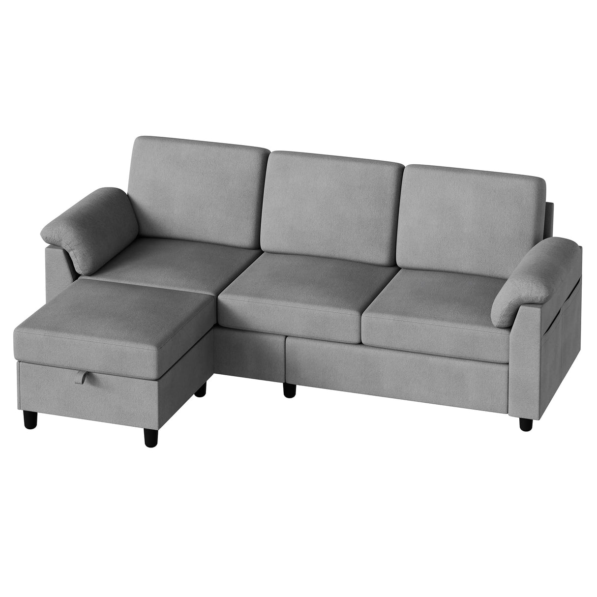 79" Convertible Sectional Couch Sofa with Storage Ottoman