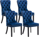 Eifizek Velvet Dining Chairs Set of 2, Tufted Dining Room Chairs with Nailhead Ring Pull Trim