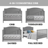 North Bay 4-in-1 Convertible Baby Crib, Dove Gray, GreenGuard Gold Certified