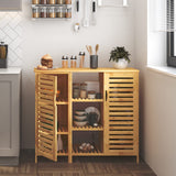 39.3 inch Bathroom Storage Cabinet, Floor Cabinet with 2 Doors and 3-Tier Open Shelf,