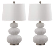 White Triple Gourd Studded Table Lamp Set of 2 - 29 Inch