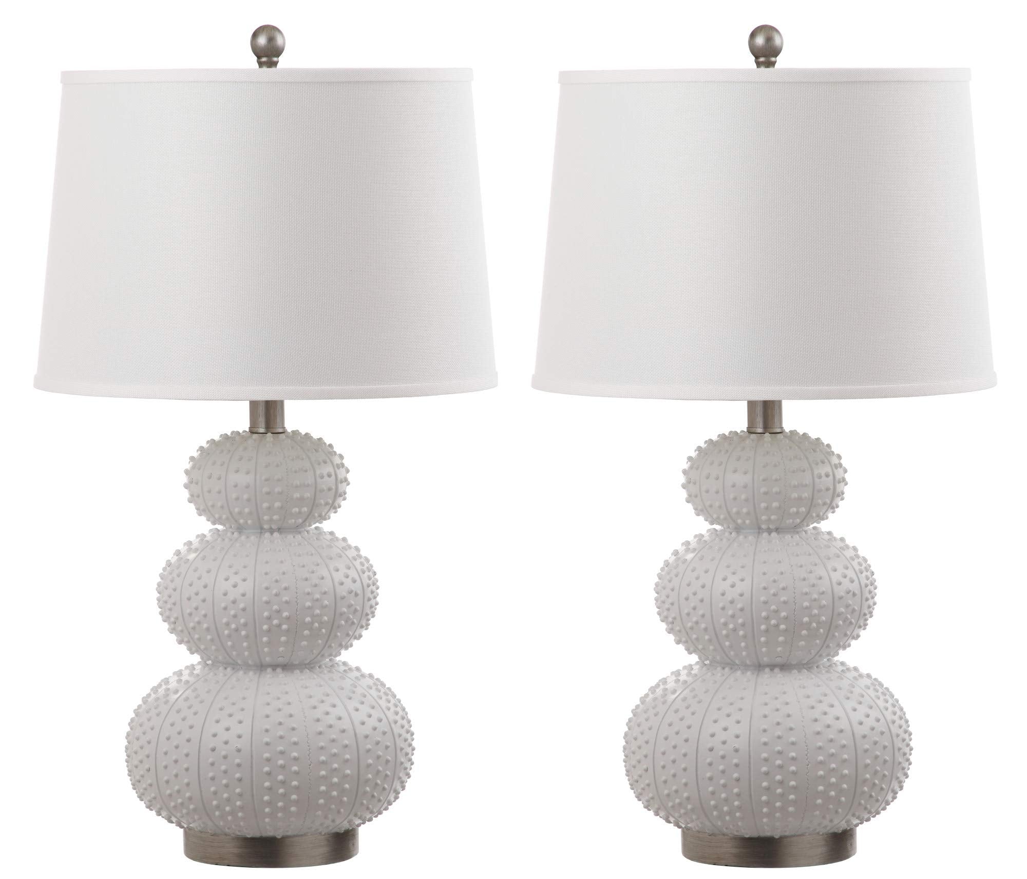 White Triple Gourd Studded Table Lamp Set of 2 - 29 Inch