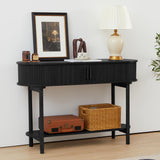 Fluted Console Table, Modern Entryway Table with Tambour Sliding Door