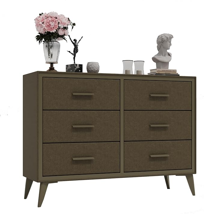 Dresser with 6 Drawers,Modern Style Wide Chest of Drawers for Bedroom