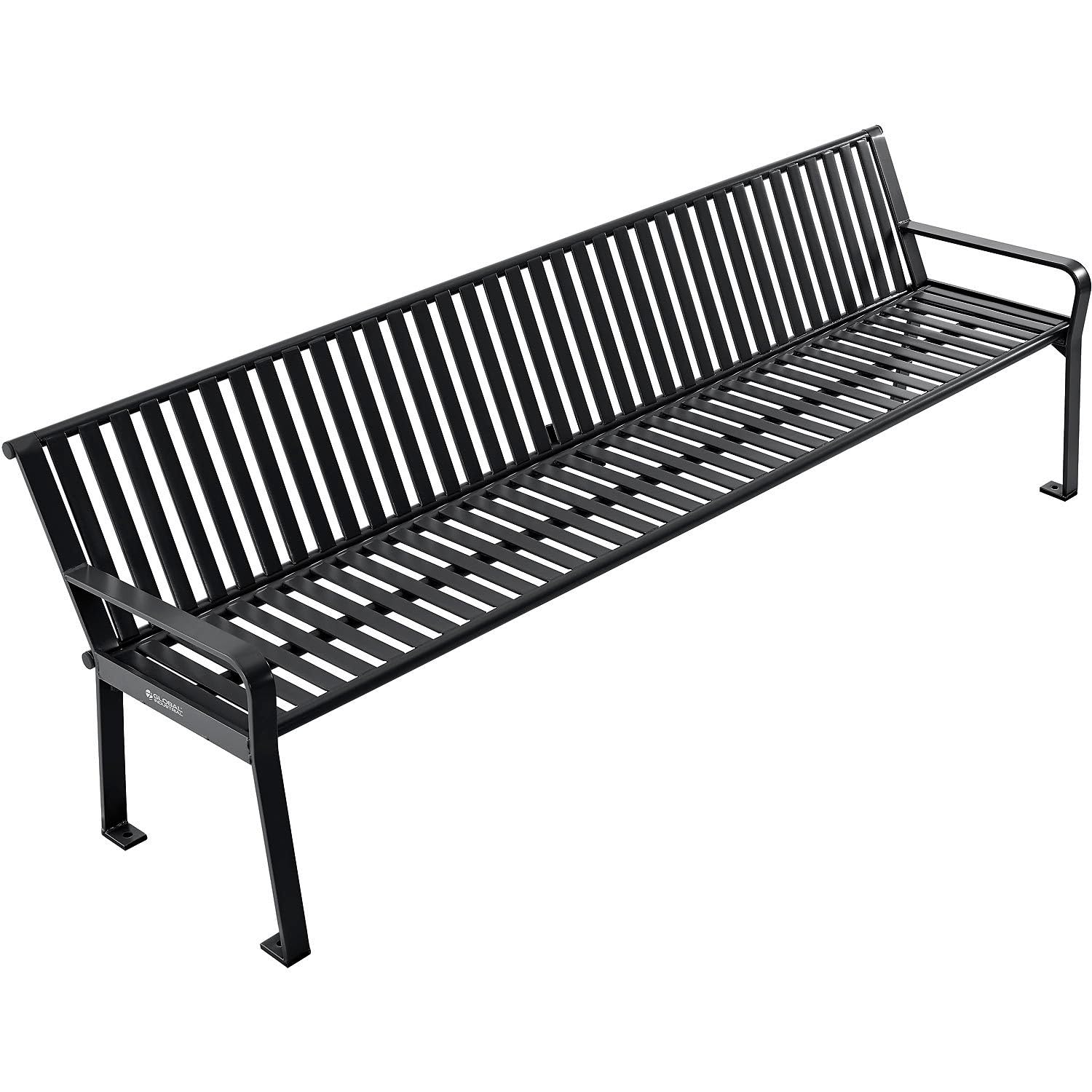 . Outdoor Park Bench with Back, Vertical Steel Slat