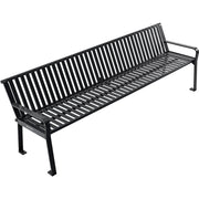 . Outdoor Park Bench with Back, Vertical Steel Slat
