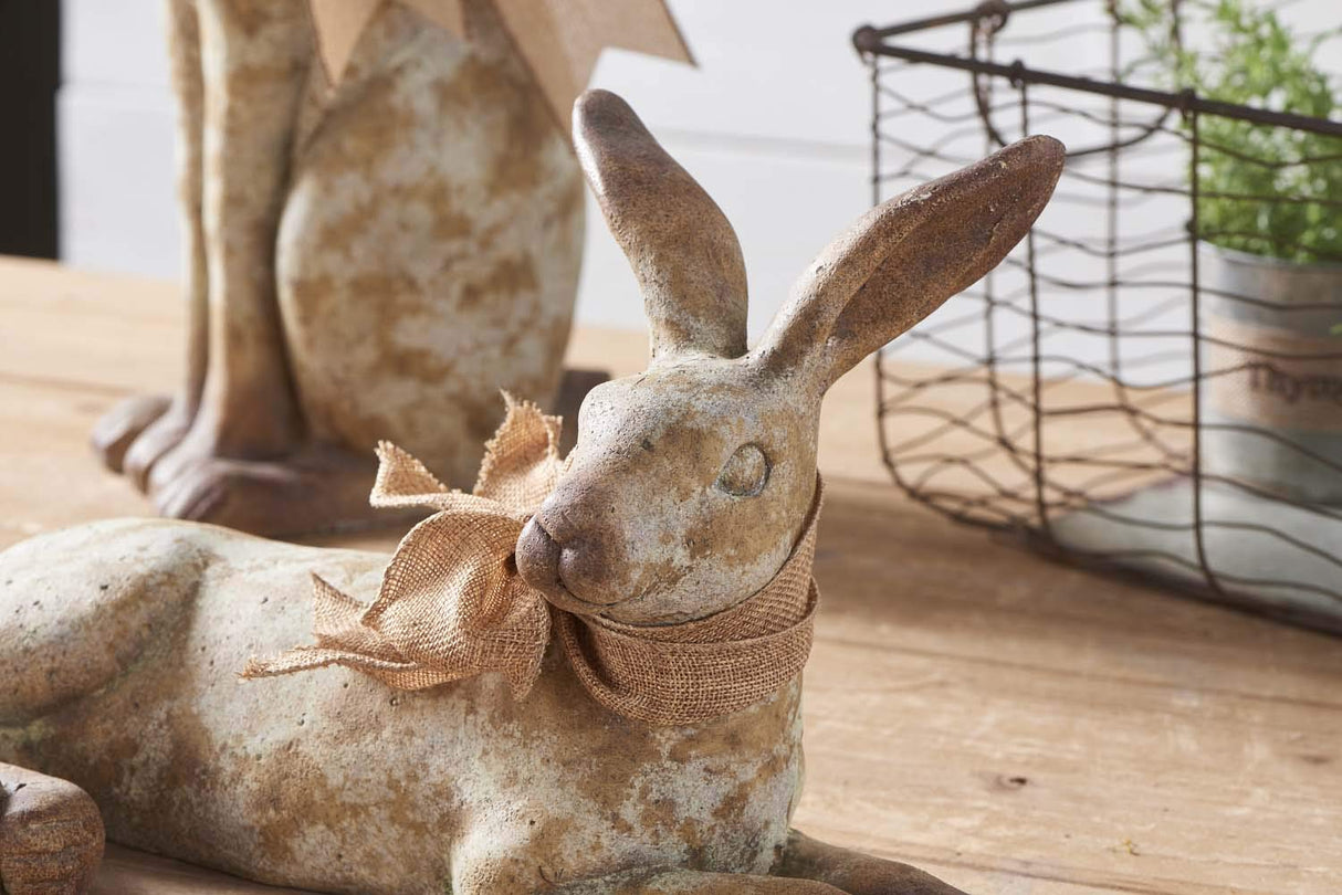 K&K Interiors 13782C 15.5 Inch Tan Rabbit Lying W/Face & Hind Legs