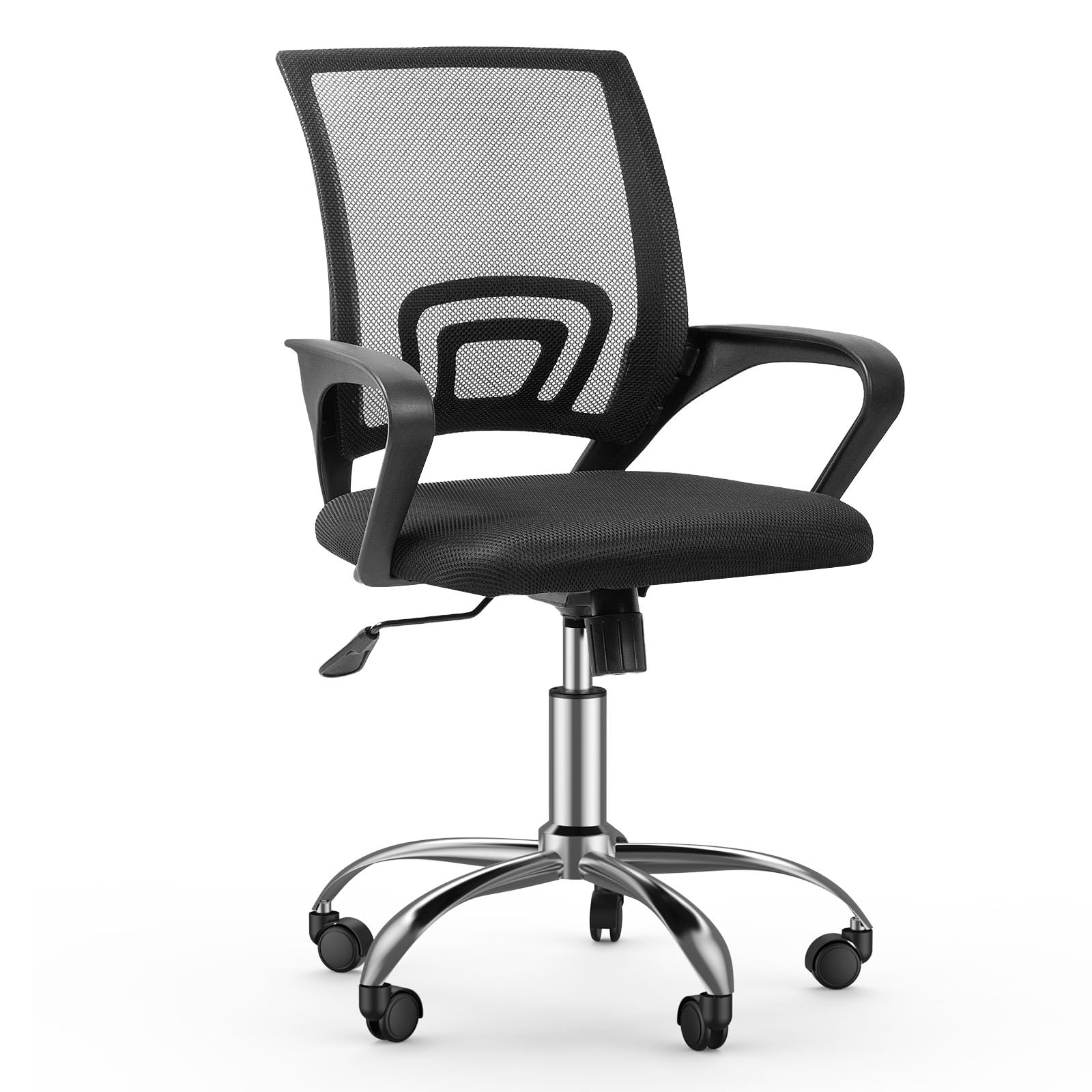 Mesh Office Desk Chair with Adjustable Height and Swivel, Mid-Back with Armrests and Lumber