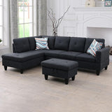 L Shaped Sectional Sofa Set with Storage Ottoman, Left Facing Chaise Longue,