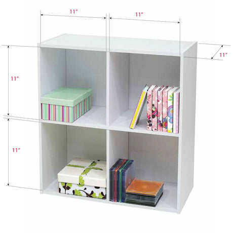 4-Cube Bookcase, Unit Shelf, Storage Organizer, White