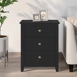 Black Nightstands with Drawer - Set of 2 Modern Bedroom Night Stands, Tall Wood Bedside Tables