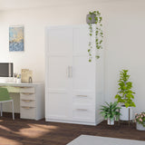 White Two Doors Two Drawers Big Wardrobe Closet Bedroom Armoires