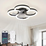 Flush Mount Ceiling Fan with Light and Remote - Dimmable LED, 6 Speeds
