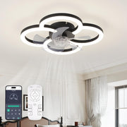 Flush Mount Ceiling Fan with Light and Remote - Dimmable LED, 6 Speeds
