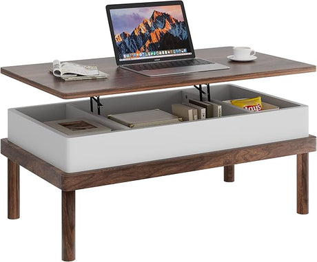 Coffee Table, Lift Top Coffee Table with Hidden Compartment, Rising Tabletop Dining Table