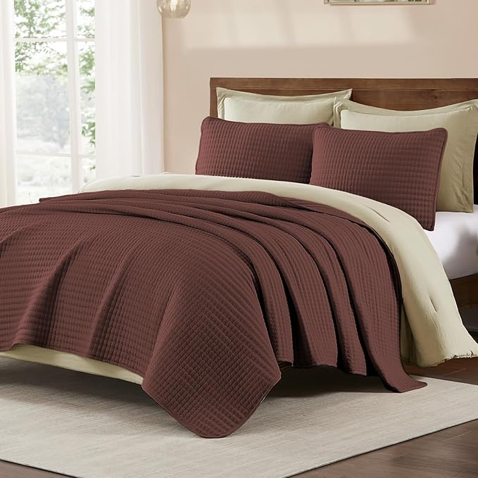 Quilts King Size, 3 Pieces White Lightweight Soft Quilts King Size Sets for All Seasons