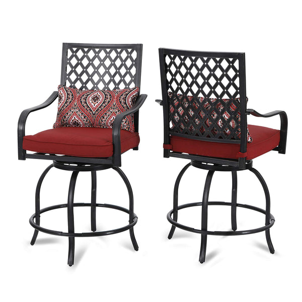 Patio Swivel Bar Stools Set of 2, Outdoor Bar Height Bistro Dining Chairs, All-Weather Patio