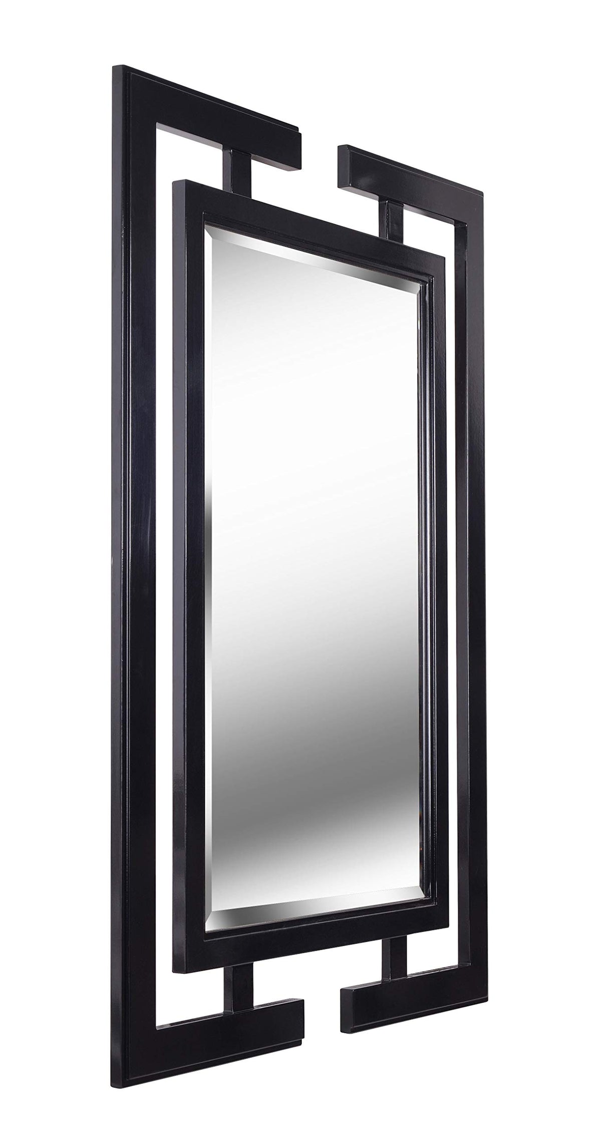 Casual Wall Mirror ,41 Inch Height, 0.75 Inch Length, 29 Inch Width with Gloss Black