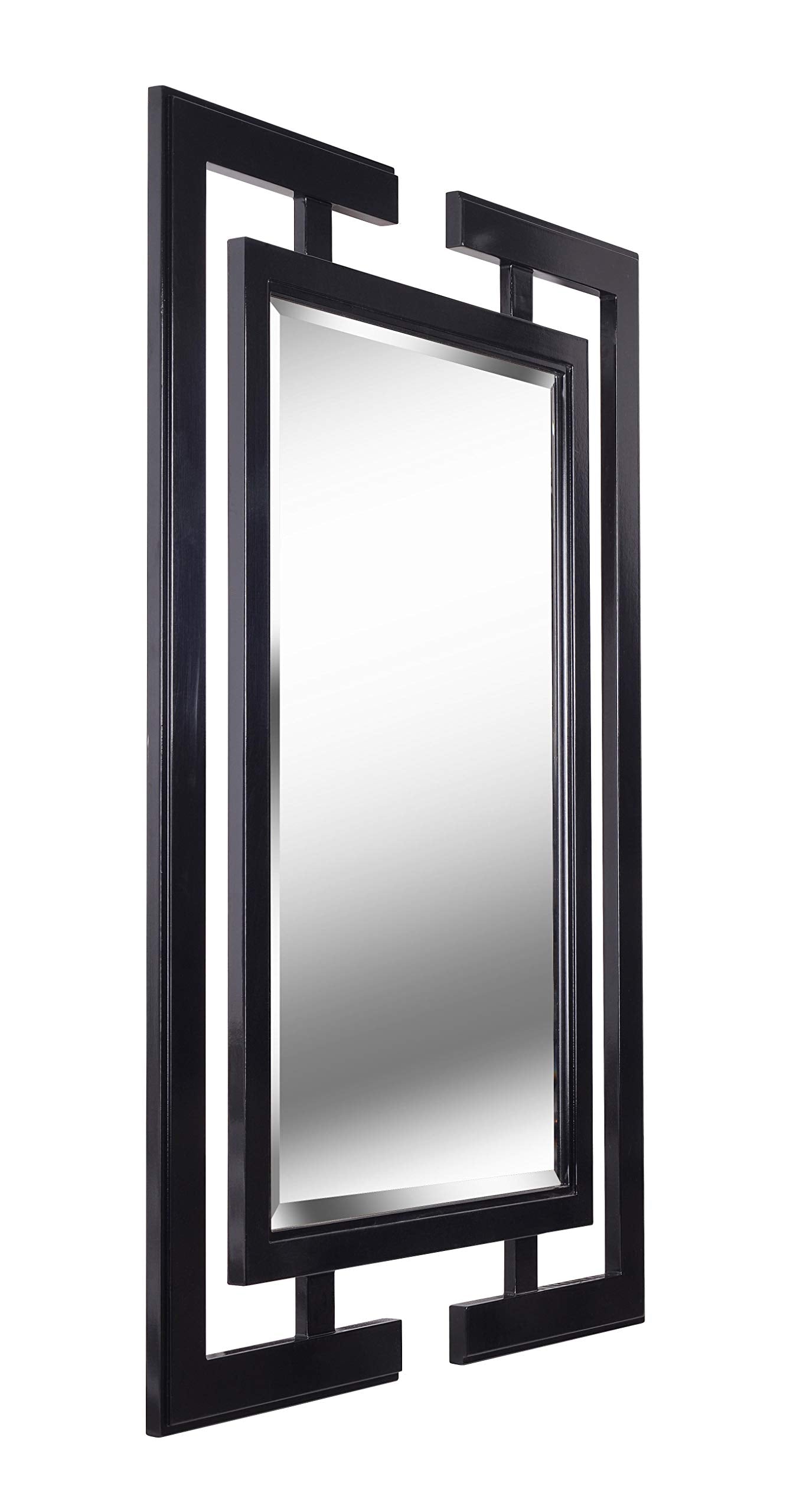 Casual Wall Mirror ,41 Inch Height, 0.75 Inch Length, 29 Inch Width with Gloss Black