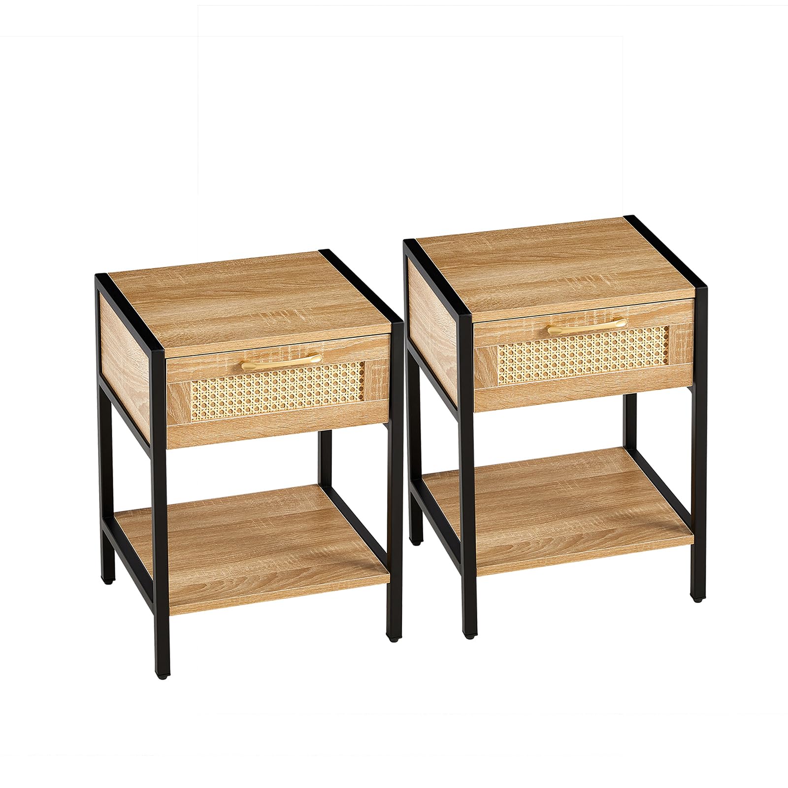 Modern Rattan Nightstand Set of 2 15.74 "L x 13.58 "W x 21.26 "H