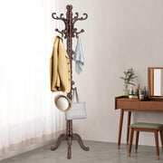 Wooden Coat Rack Stand, Vintage Wood Coat Rack Freestanding with Sturdy Triangle Base