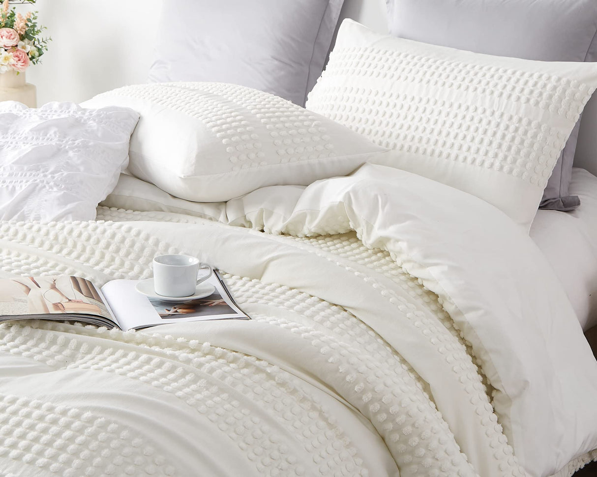 Queen Size Set Boho White Queen Comforter Bedding Queen Size Fluffy and Lightweight