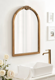 Astrid Arched Ornate Mirror,  Antique Gold, Traditional Decorative Arch Wall