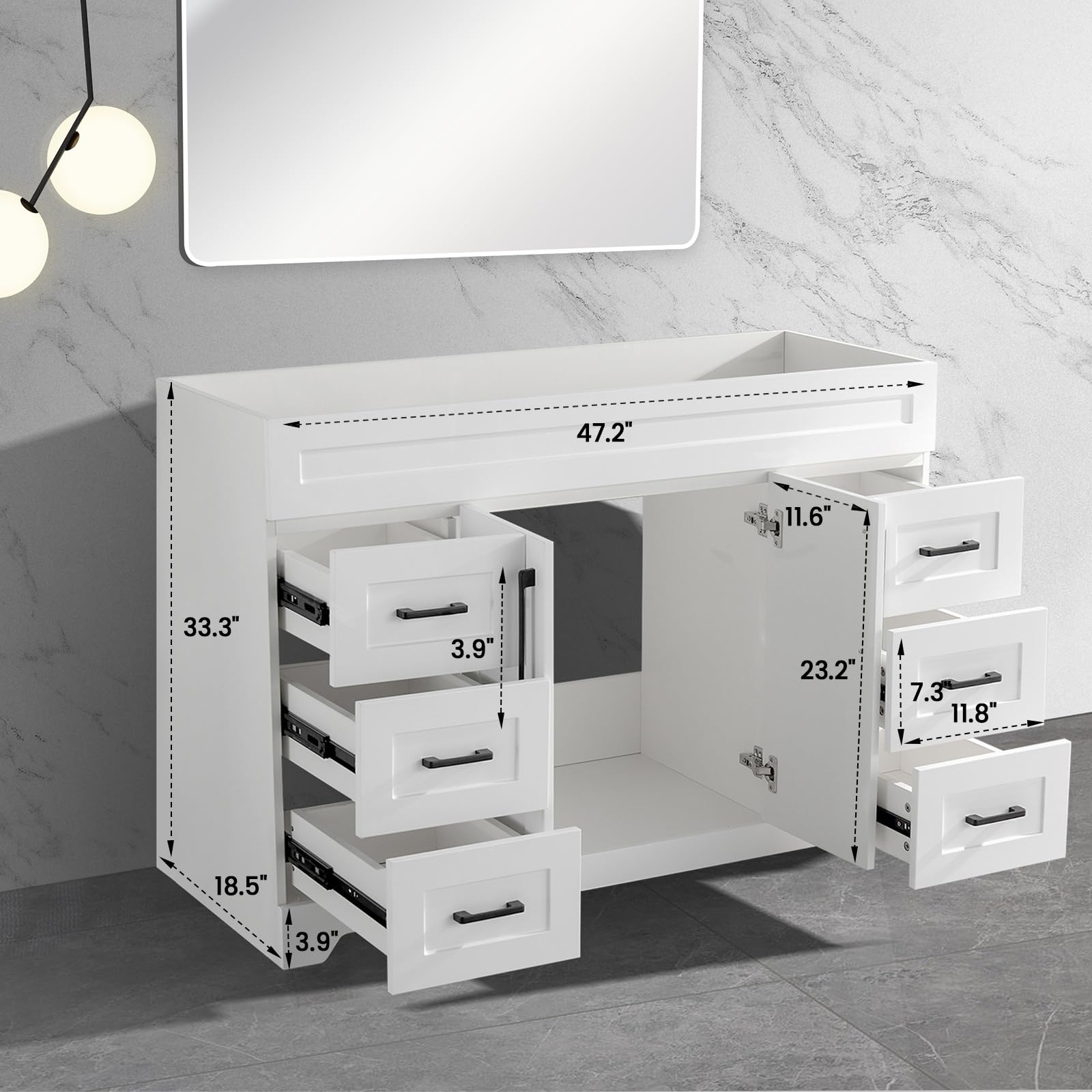 48 inch Single Bathroom Vanity, Modern Bathroom Cabinet Without Sink, Freestanding Bathroom Vanities