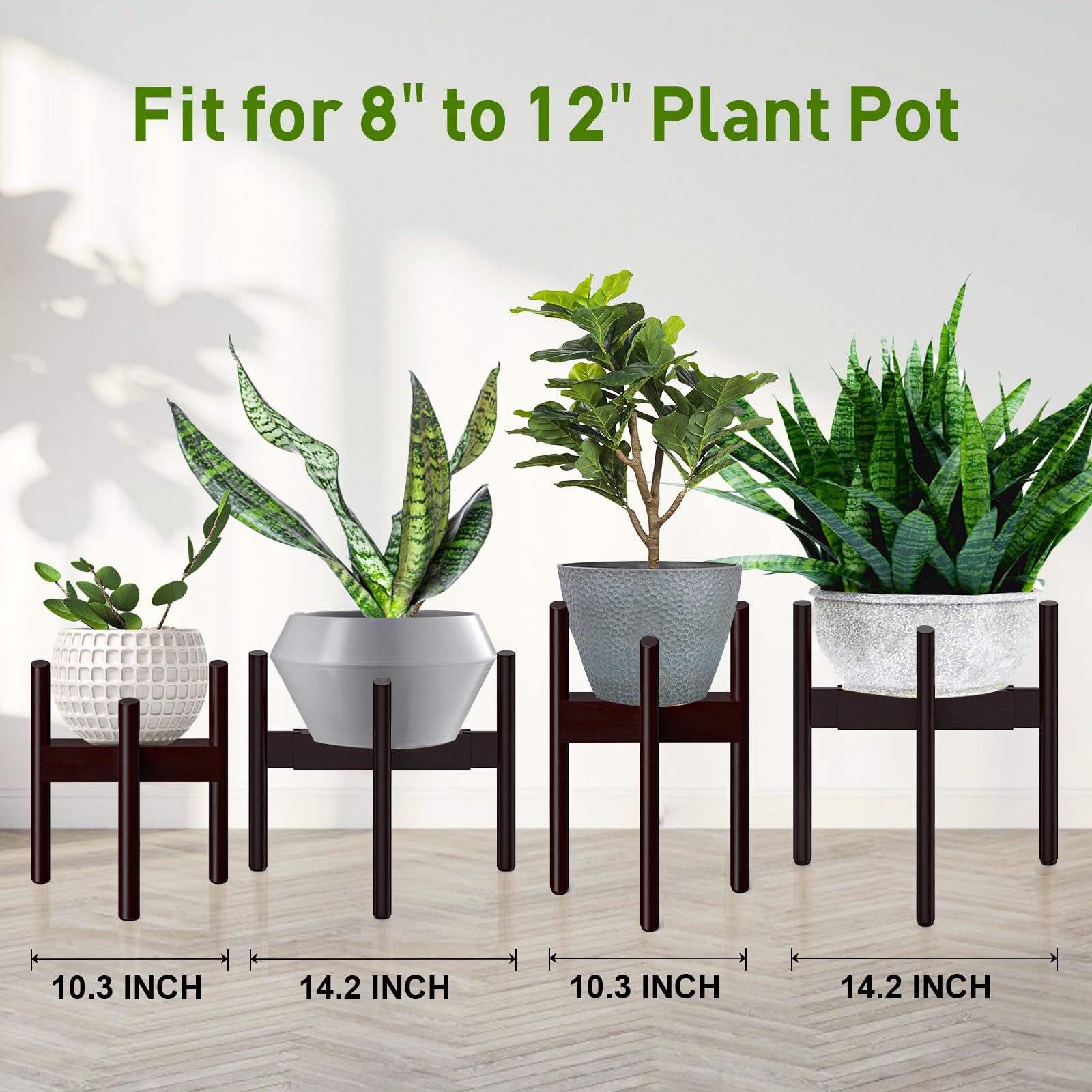 EcoHaven 2-Pack Adjustable Bamboo Plant Stands