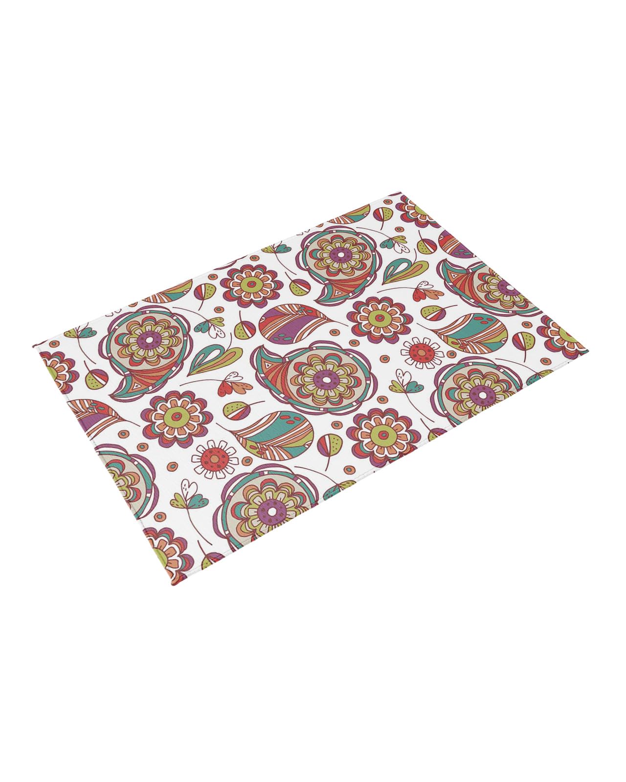 Outdoor Rug 4x6 ft Floral Outdoor Large Area Rug Non Slip Rubber Spring Flower White
