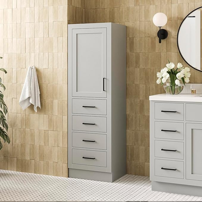 Hepburn Bathroom Storage Cabinet - Solid Hevea Wood and Fully Assembled for Long-Lasting