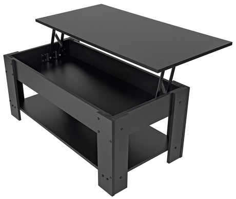 Lift Top Coffee Table with Hidden Compartment and Storage Shelf, 19"D x 37.5"W x 22"H