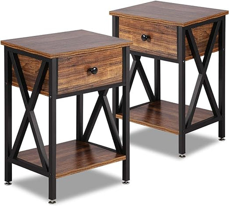 Modern Versatile Nightstands X-Design Side End Table Night Stand Storage Shelf