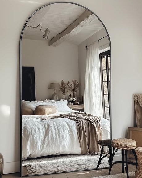 Full Length Mirror, 41"x81" Arched Floor Mirror Freestanding, Oversized Floor Standing