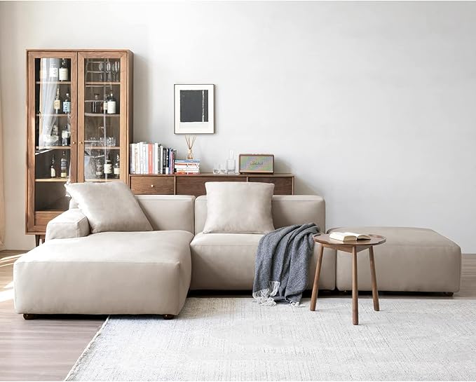 Luxury Modern Modular L-Shape Sectional Sofa Set, 3 Seat Upholstered Couch