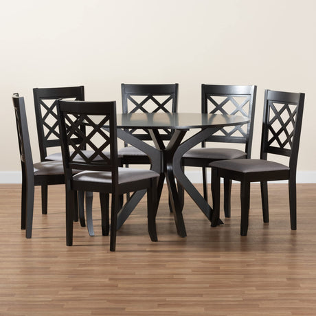 Jana Dining Set, 7-Piece, Grey/Espresso Brown