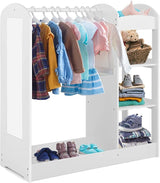 Kids Dress up Storage with Mirror, Clothes Rack, 3-Tier Shelves, Bottom Tray