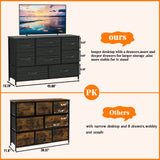 Wide Dresser with 9 Large Drawers for 55'' Long TV Stand Entertainment Center