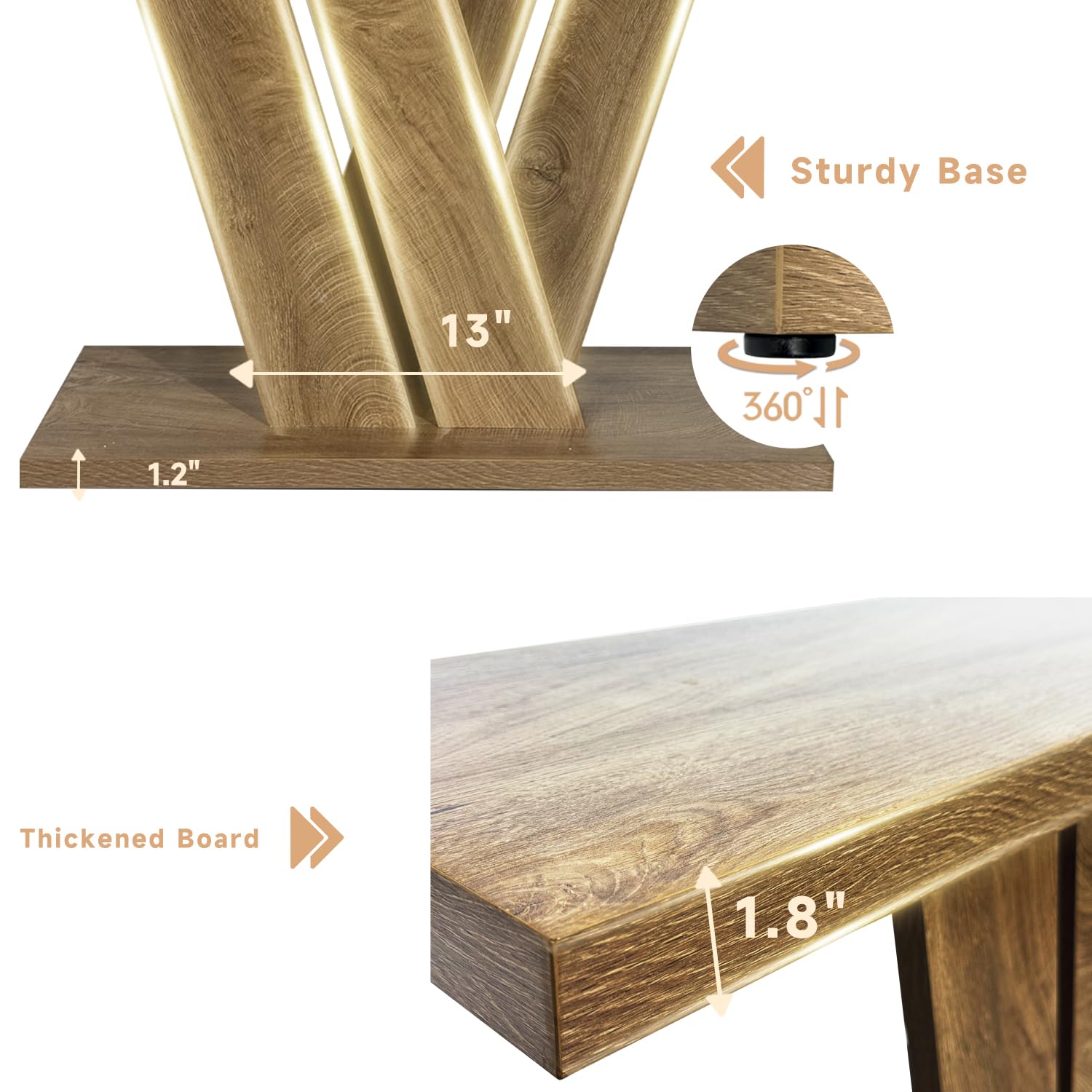 51-Inch Farmhouse Console Table with V-Shaped Design