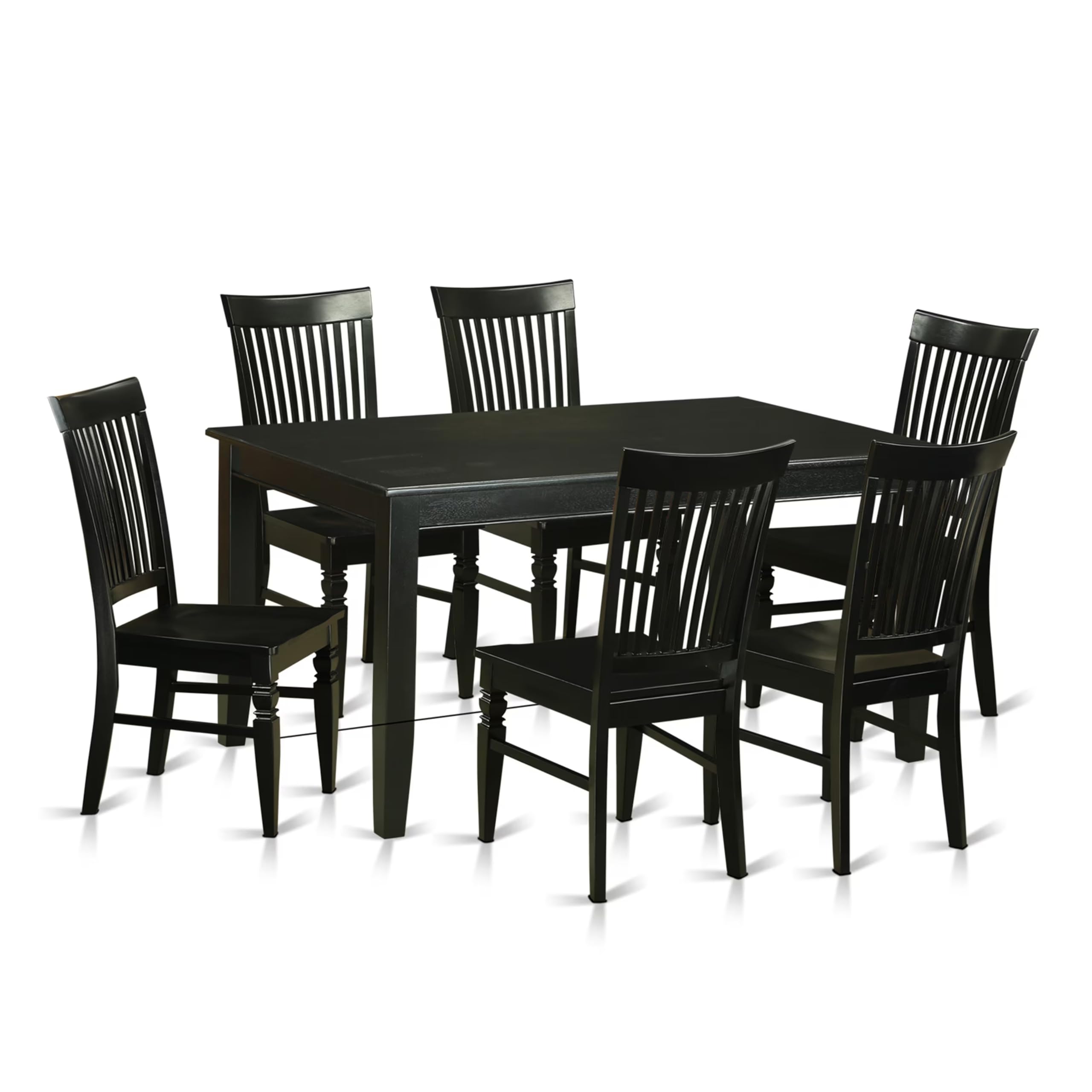 BLK-W 7 Piece Kitchen Table & Chairs Set Consist of a Rectangle Dining Room Table and 6