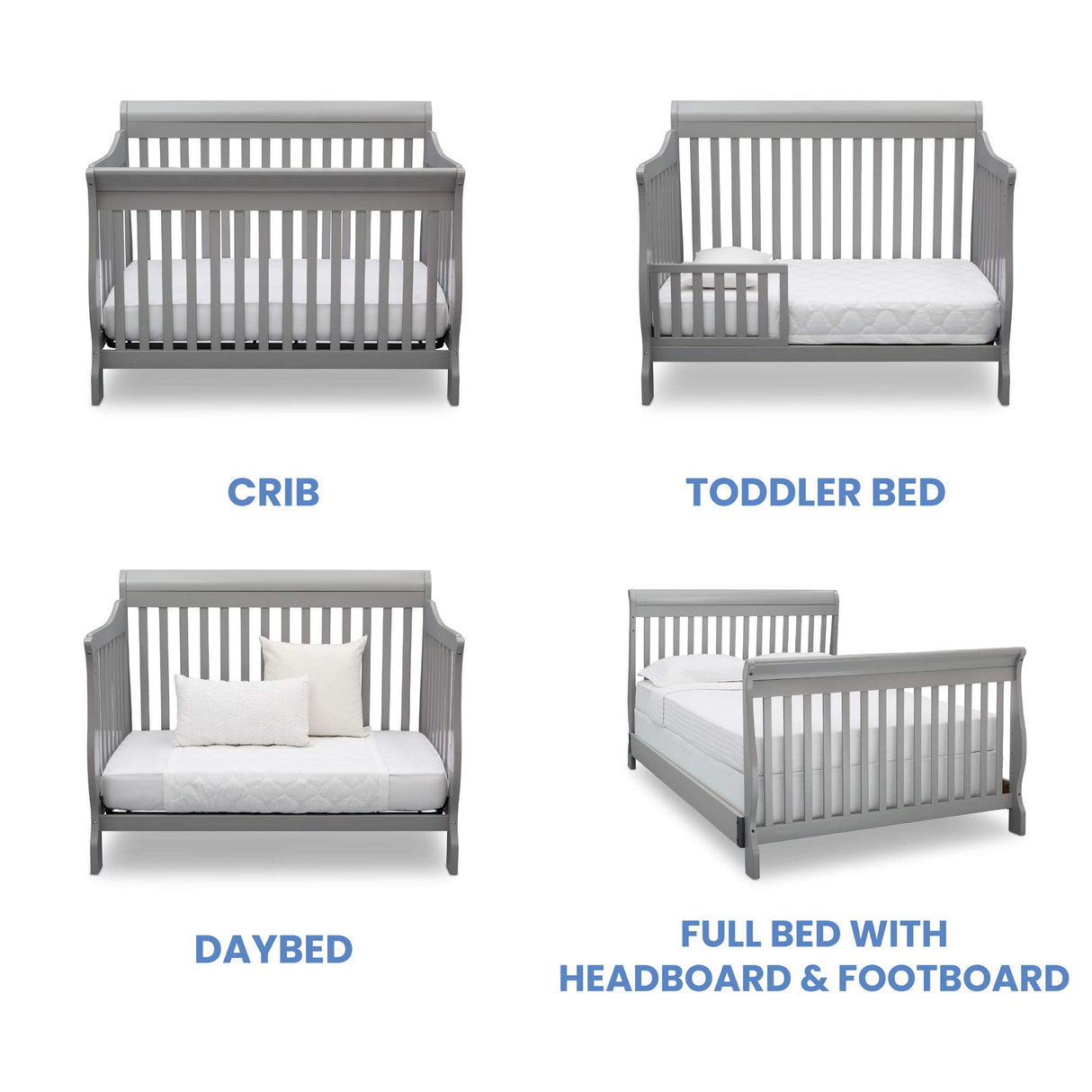 Delta Children Canton 4-in-1 Convertible Crib - Easy to Assemble, Grey