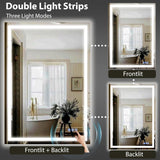 26x38 LED Bathroom Mirror - Dimmable Front & Backlit Vanity Mirror