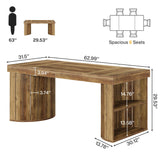 63-Inch Conference Table with Storage, Farmhouse Meeting Room Tables for 4-6 People,